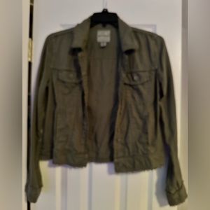 Tommy Bahama Two Palms Linen Raw-Edge Jacket, Tea Leaf, Size Small